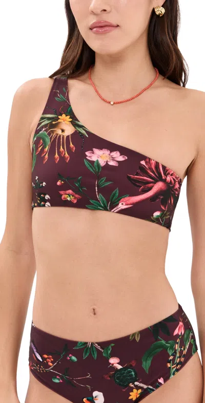 La Doublej Goddess One-shoulder Floral-print Bikini Top In Multi