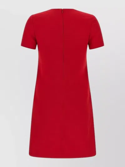 Valentino Womens Paris Pocket-front Short-sleeve Wool-blend Midi Dress In Red