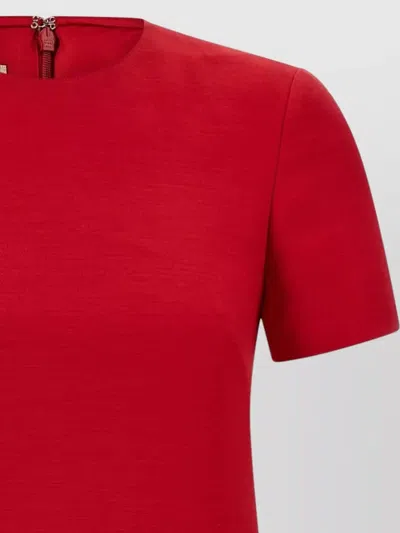 Valentino Womens Paris Pocket-front Short-sleeve Wool-blend Midi Dress In Red