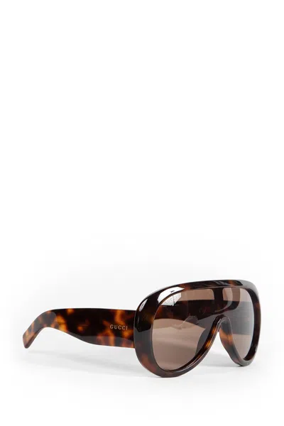 Gucci Rectangular Frame Sunglasses In Brown