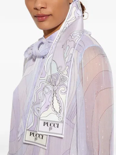 Pucci Labirinto Orchidee-print Silk Scarf In Purple