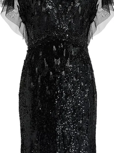 Jenny Packham Bonnie Sequin-embellished Tulle Dress In Black