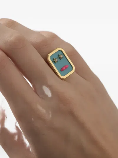 Eshvi Face Star Ring In Gold