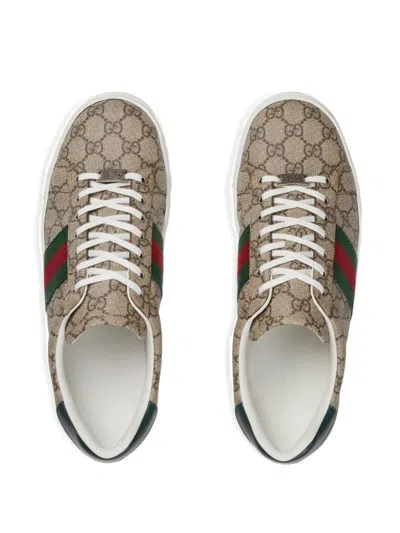 Gucci Men Ace Supreme Gg Fabric Low-top Sneakers In Multi