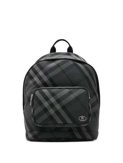 Burberry Check-pattern Knight-plaque Backpack In Gray