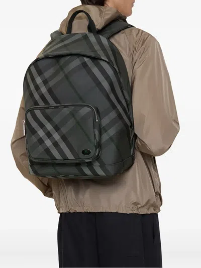 Burberry Check-pattern Knight-plaque Backpack In Gray