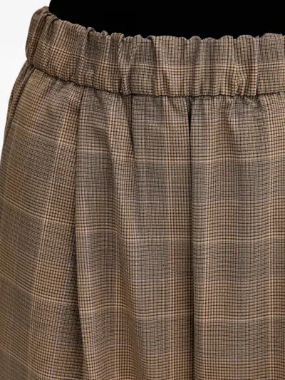 Sisley Paris Elasticated Checked Cropped Trousers In Blue