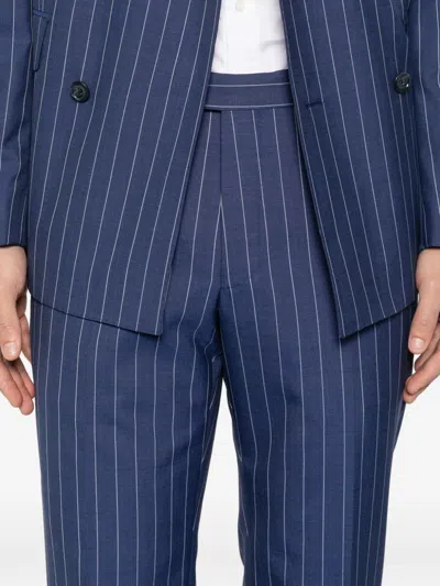 Tagliatore Double-breasted Tailored Suit With Unique Pattern In Blue
