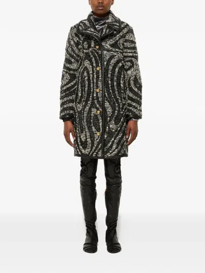 Pucci Tweed Patterned Coat In Black