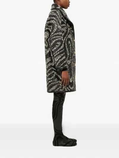 Pucci Tweed Patterned Coat In Black