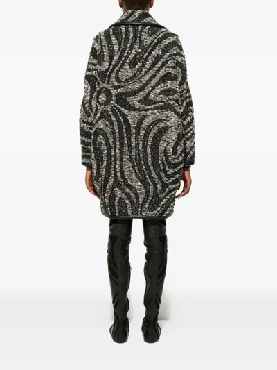 Pucci Tweed Patterned Coat In Black