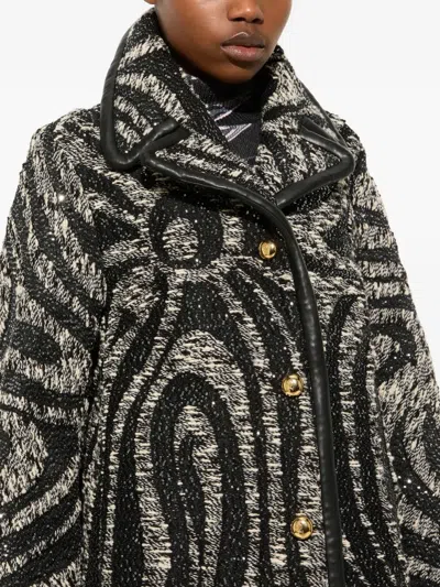 Pucci Tweed Patterned Coat In Black