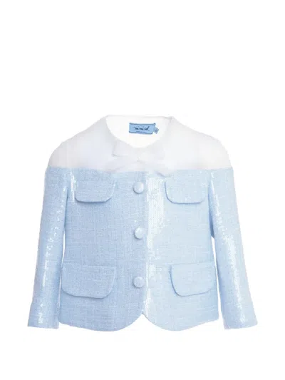 Mi Mi Sol Bow Sequin Jacket In Blue