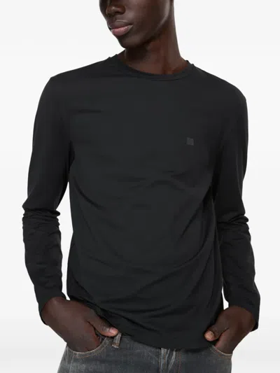 Acne Studios Crew Neck Sweater Knitwear Black In Animal Print