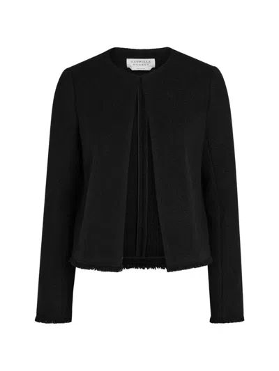 Gabriela Hearst Normand Frayed Wool And Cashmere-blend Jacket In Black
