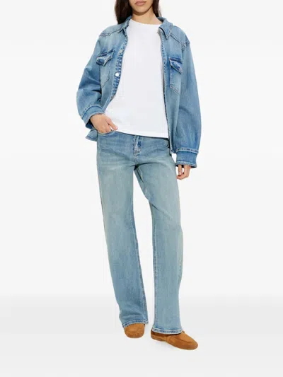 Gestuz Buttoned Pocketed Denim Jacket In Blue