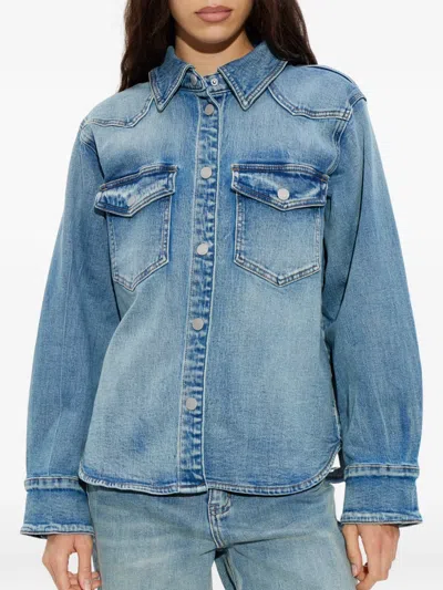 Gestuz Buttoned Pocketed Denim Jacket In Blue