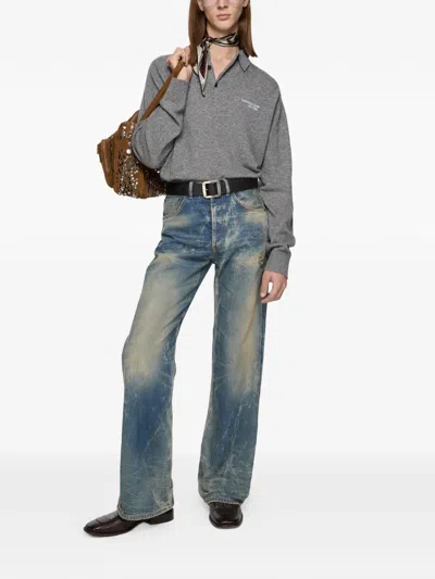Acne Studios Distressed Denim Jeans In Blue