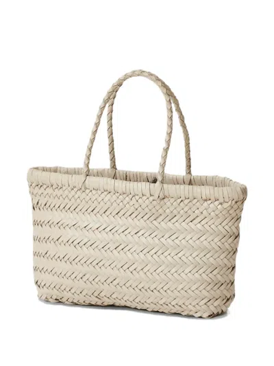 Dragon Diffusion Elegant 17 Cm Mini Leather Tote With Double Handles In White