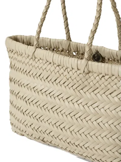 Dragon Diffusion Elegant 17 Cm Mini Leather Tote With Double Handles In White