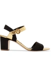 RUPERT SANDERSON Pythia suede and mirrored-leather sandals