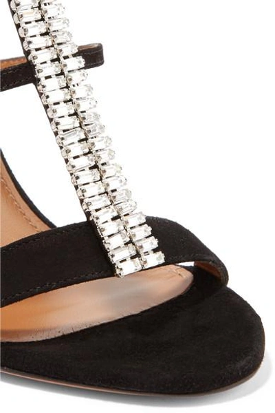 Shop Aquazzura Constance Crystal-embellished Suede Sandals