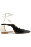 MALONE SOULIERS Montana lace-up two-tone leather point-toe flats
