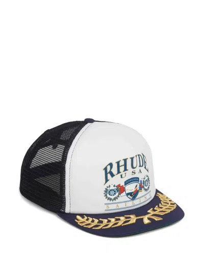 Rhude Usa Sailing Icon Trucker Hat In Blue