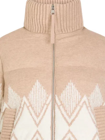 Varley Belinda Padded Fair Isle Knitted Jacket In Neutral