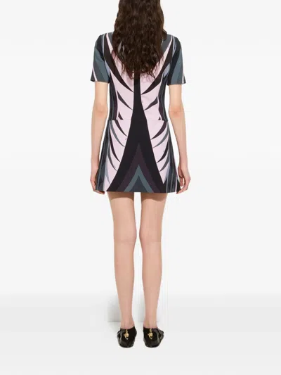 Pucci Volute-print Flared Dress In Blue