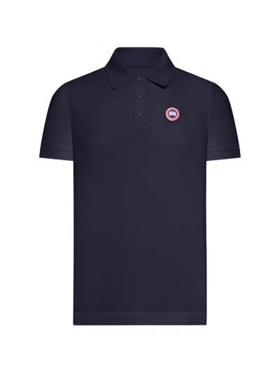 Canada Goose Men Beckley Polo Shirt In Structured Cotton In Blue