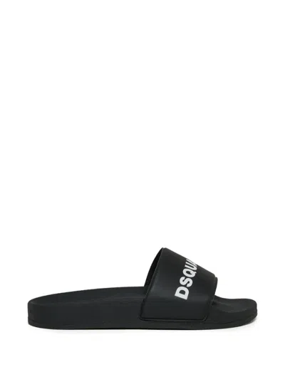 Dsquared2 Logo-print Slides In Black