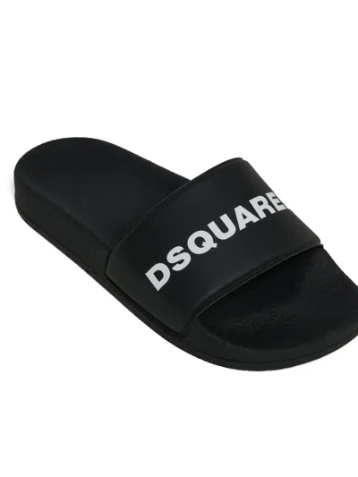 Dsquared2 Logo-print Slides In Black