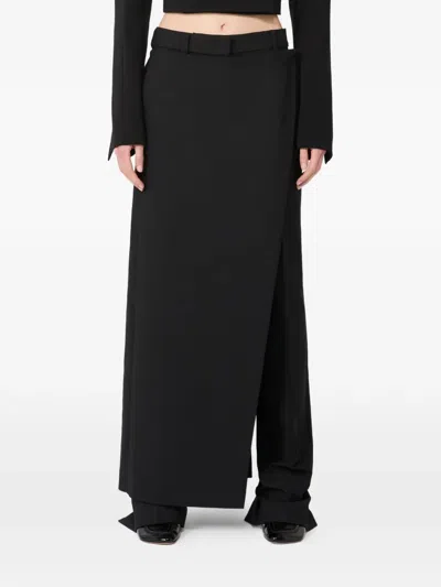 Max Mara Stretch Wool Trousers With Removable Panel In Black