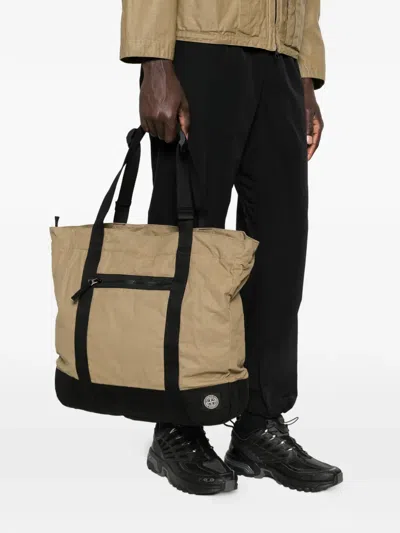 Stone Island Logo-patch Tote Bag In Pattern