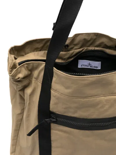 Stone Island Logo-patch Tote Bag In Pattern
