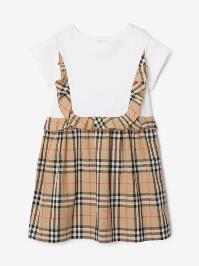 Burberry Short-sleeve Check Dress In Brown