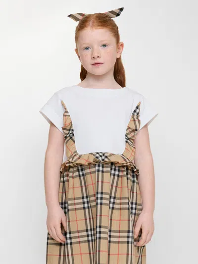 Burberry Short-sleeve Check Dress In Brown