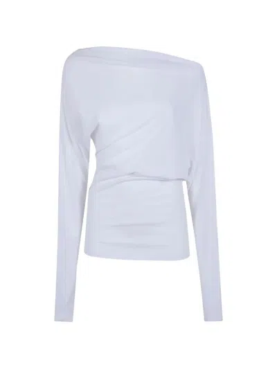 Ann Demeulemeester White Drop Shoulder Top In White