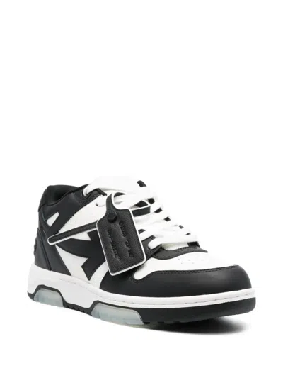 Off-white Low-top Sneakers With Iconic Branding And Rubber Sole In Black