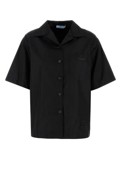 Prada Black Regular Solid Shirt In Black