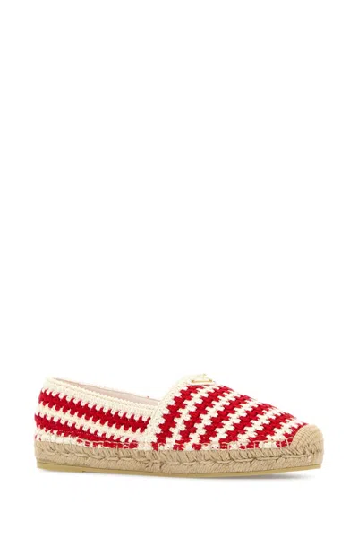 Prada Espadrillas In Crochet Bicolor Donna In Red