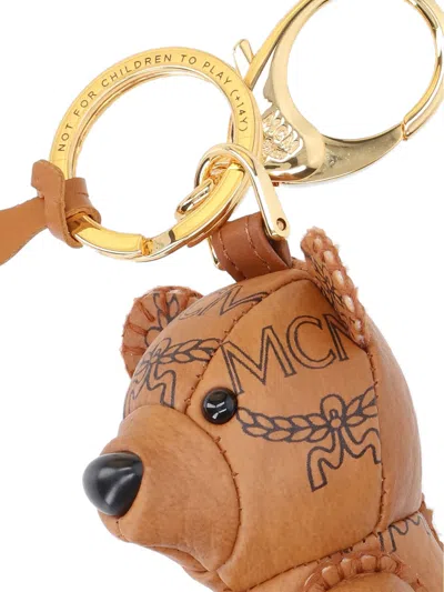 Mcm Park Bear Keyring Charm In Orange