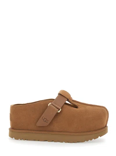 Ugg Caramel Suede Goldenstar Slippers In Nude