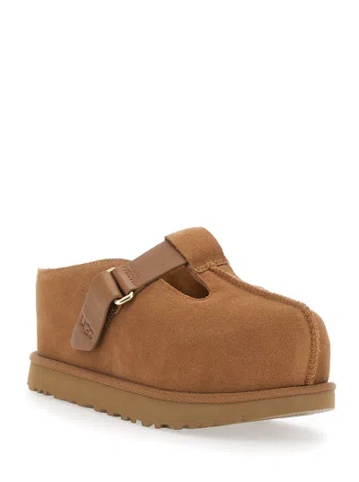 Ugg Caramel Suede Goldenstar Slippers In Nude