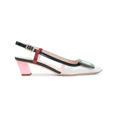 Roger Vivier 45mm Belle Vivier Patent Leather Lacquered Buckle Slingback Pumps In Multi