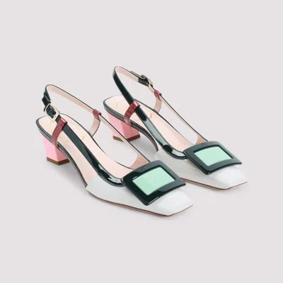 Roger Vivier 45mm Belle Vivier Patent Leather Lacquered Buckle Slingback Pumps In Multi