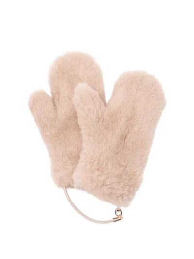 Max Mara Mittens In Alpaca And Wool Teddy Fabric In Pink