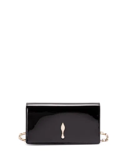 Christian Louboutin Rectangular Clutch Bag Chain Strap Metal Hardware In Black
