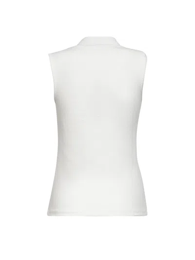 Lemaire Tie-neck Ribbed Stretch-cotton And Linen-blend Jersey Top In White